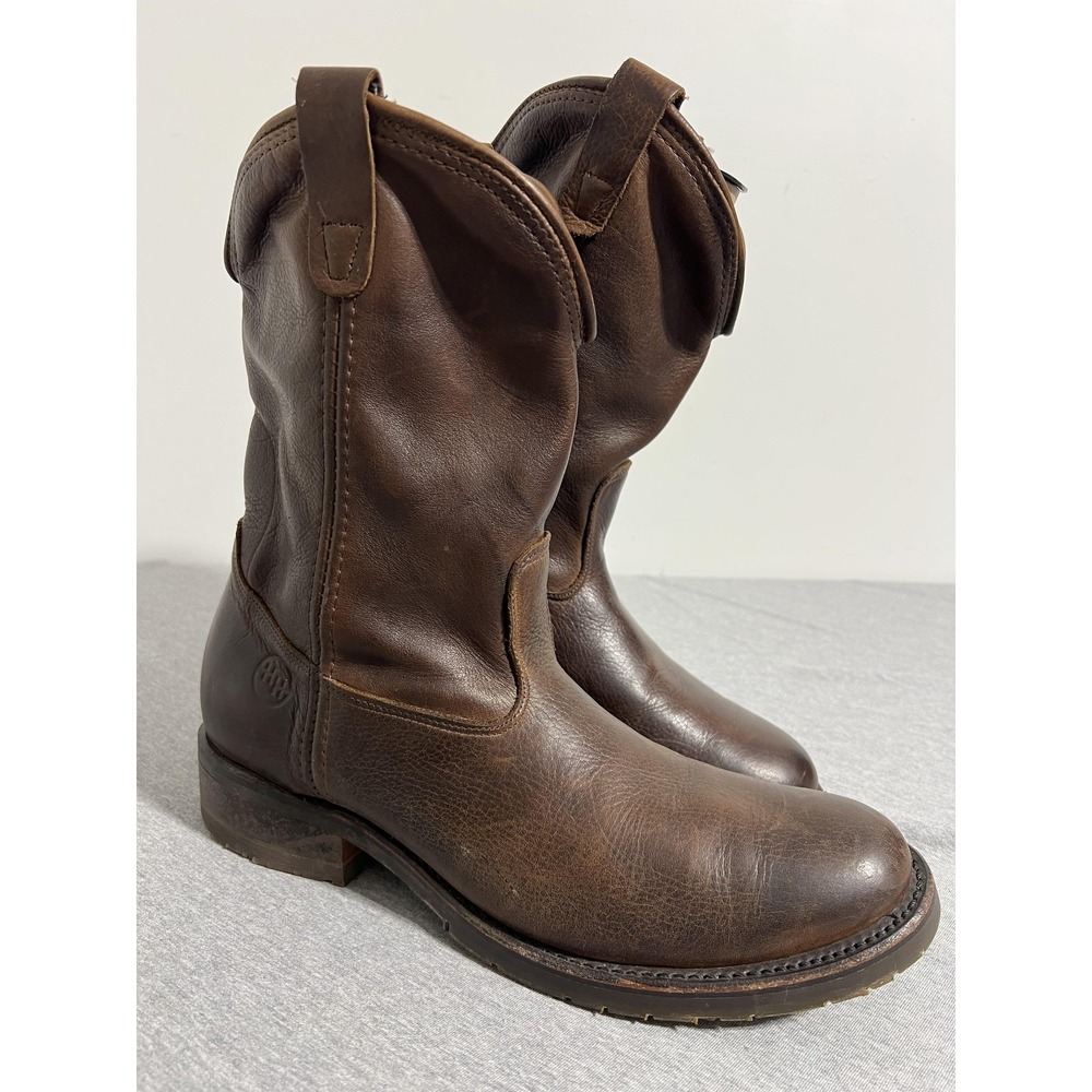 Double-H Boots Mens Size 11.5 Brown Leather Pull On Roper Work USA Made DH2510